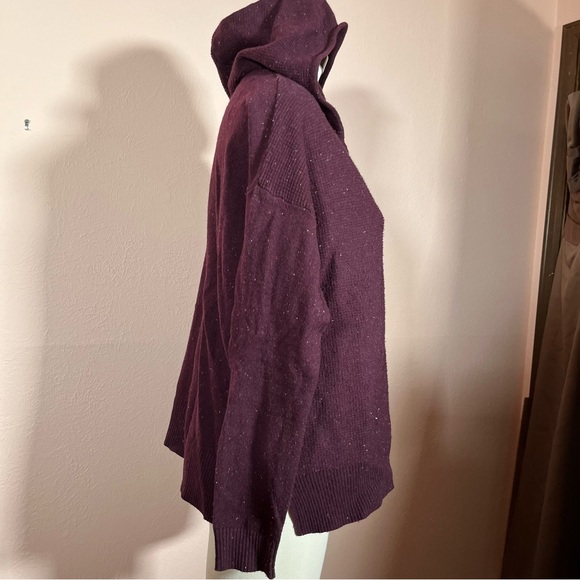 C&C California Burgundy Plum Purple red Wool hooded zip front Cardigan Sweater - Picture 14 of 15
